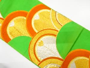 アンティーク　変わり青海波に若松模様織り出し袋帯(材料)